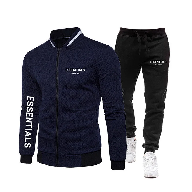 ESSENTIALS Men's Cardigan Sports Two-Piece Set