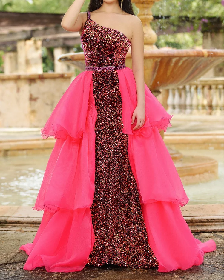 Women's Off Shoulder Sequin Prom Dress