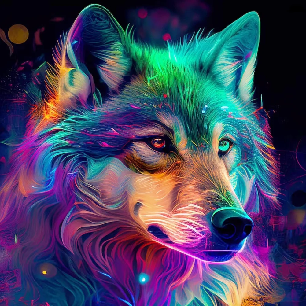 Full Round Diamond Painting - Colorful Wolf(Canvas|30*30cm)