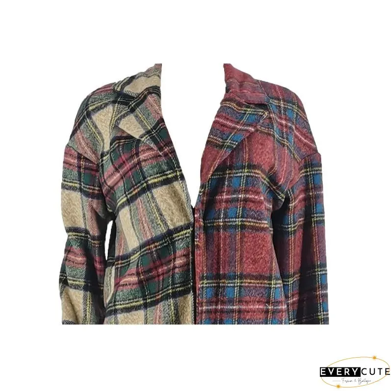 Plaid Patchwork Woolen Coat