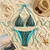 Leopard Print Lace-Up Sexy Bikini Swimsuit Set by Inlyline