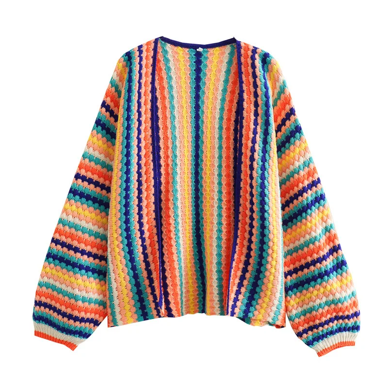 Toloer Toloer 2023 New Women's Fashion Classic Colorful Hand Hook Cardigan Sweater 0632768-Outfit Ideas
