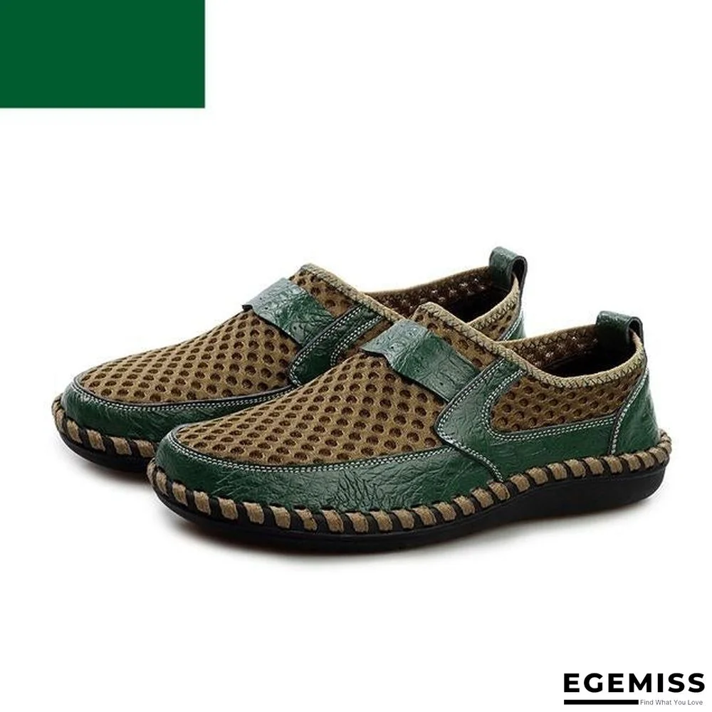 Men Oversize Mesh Flats Casual titching Soft Comfortable Loafers Shoes | EGEMISS