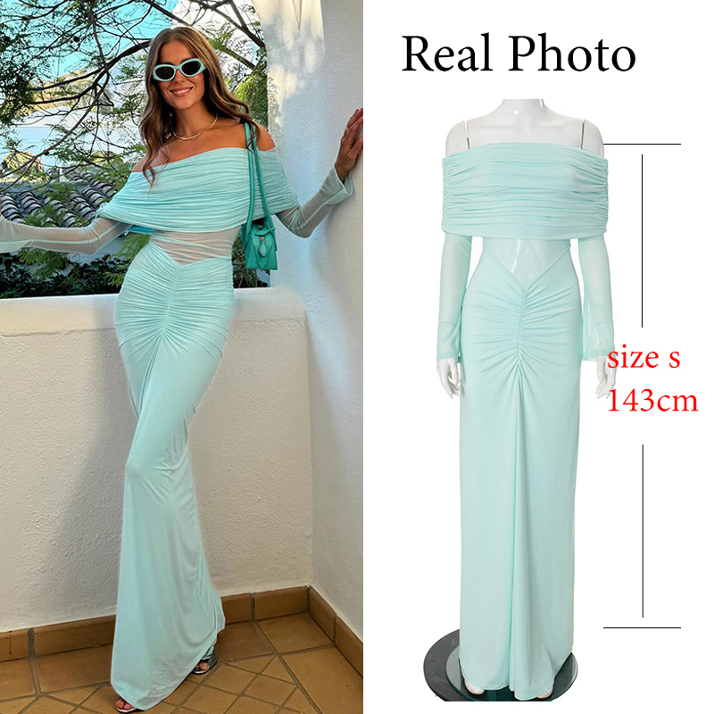 Krillerbot Strapless Pleated Backless Evening Party Dress Women Perspective Elegant Sexy Dress Bodycon Long Autumn Dress Vestidos