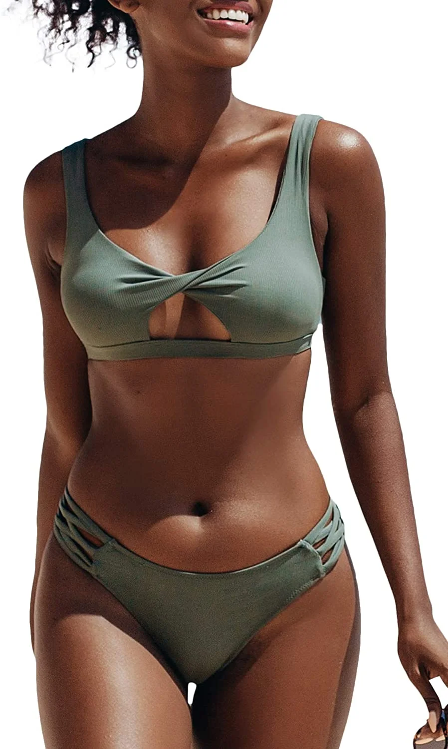 Women's Bikini Swimsuit Strappy Peekaboo Cut Out Twist Two Piece Bathing Suit