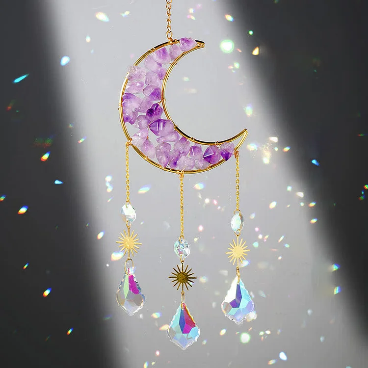 Olivenorma Cryrstal Amethyst Moon Gemstone Ornament