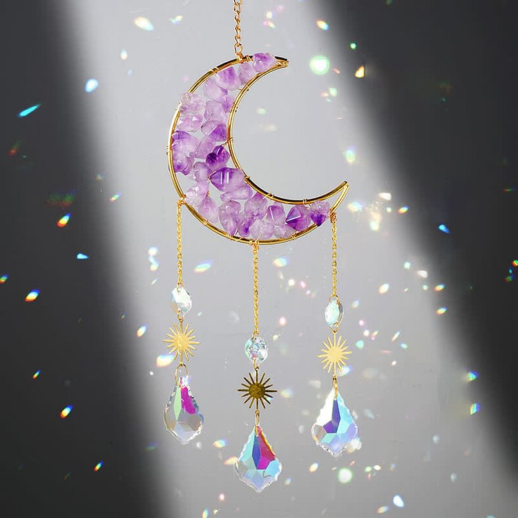 Cryrstal Amethyst Moon Gemstone Ornament
