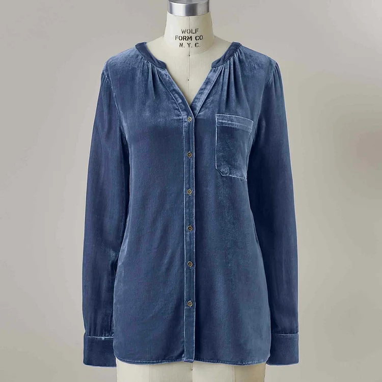 Vchics Casual Loose V Neck Long Sleeve Blouse