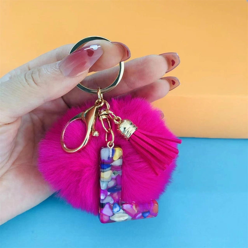 Minimalist Commute Letter Hairball Resin Unisex Bag Pendant Keychain