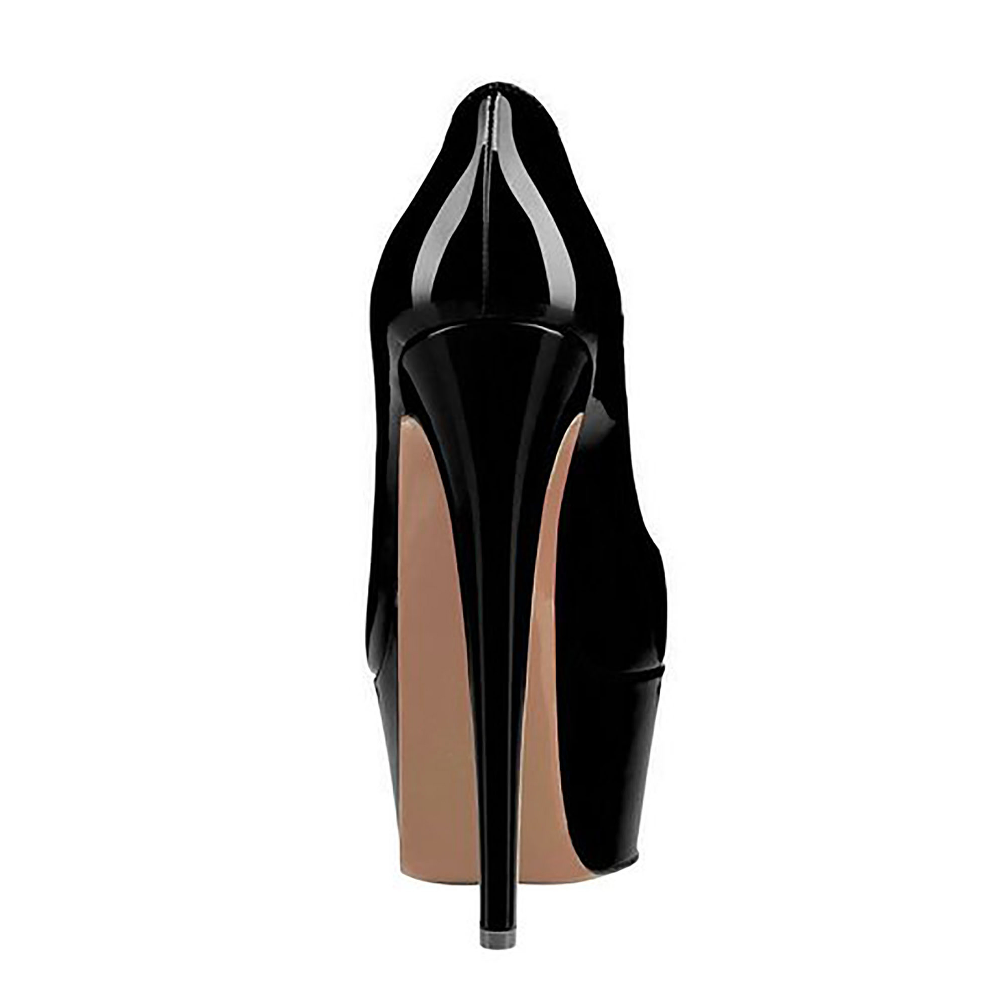 160mm Women's High Heels Pumps Platform Shoes Black Patent-vocosishoes