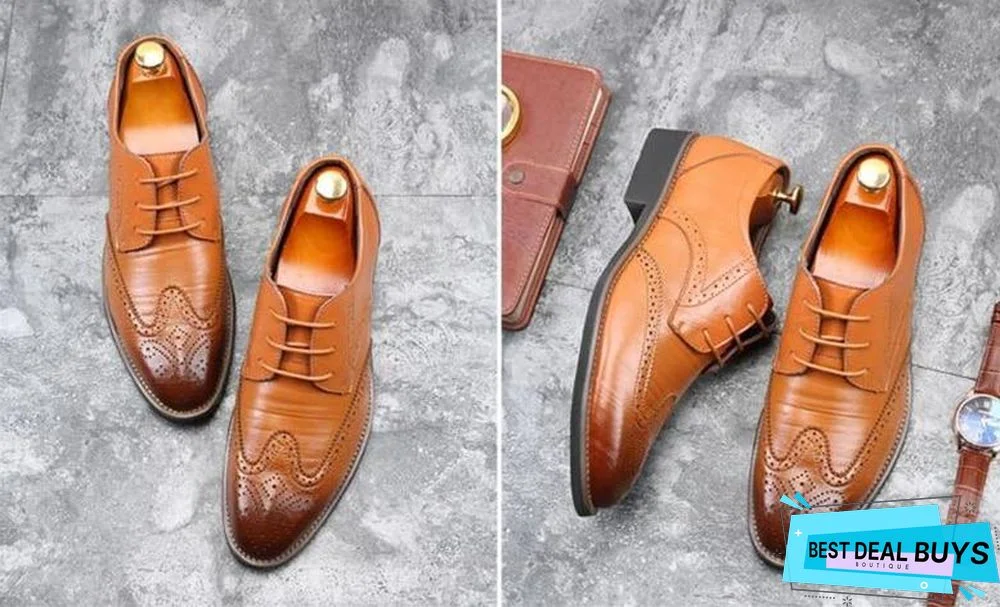 Men Fashion Flat Casual Shoes Leather Oxfords Shoes