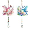 2pcs Flowers and Birds DIY Acrylic Diamond Painting Wind Chime for Adult 5D Diamond Painting Suncatcher with Crystal Pendant Double Sided Hanging Diamonds Art Paint Ornament Gift for Home