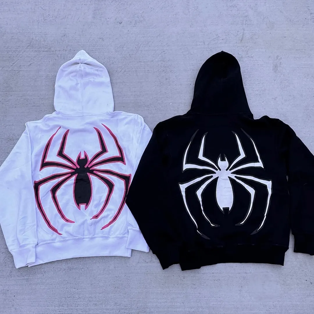 Fun Spider Eyes Lettering Zip Hood Hoodie
