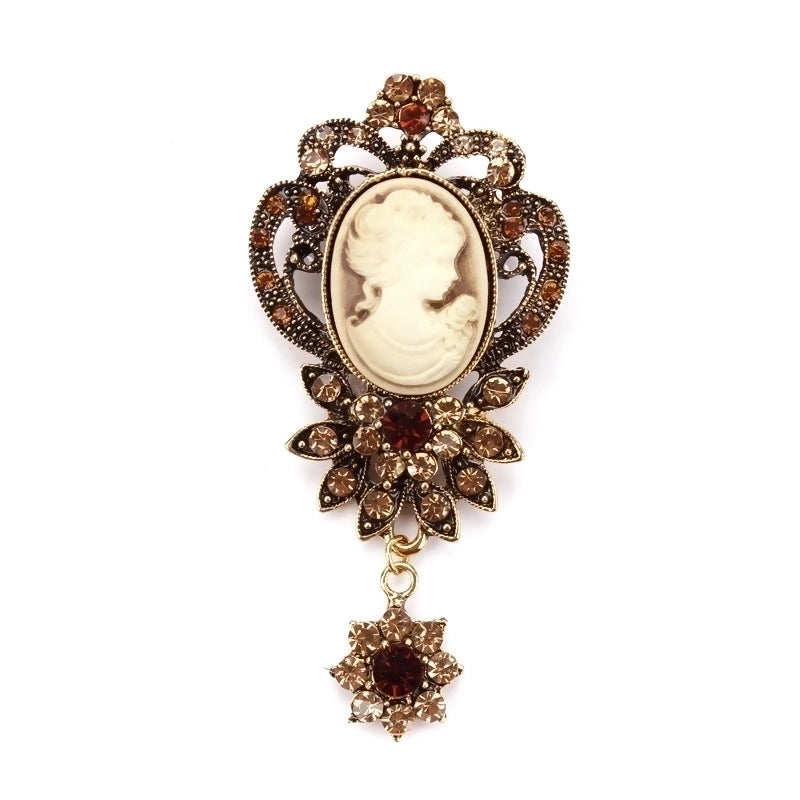 Retro Pin Portrait Alloy Plating Rhinestones Women’S Brooches