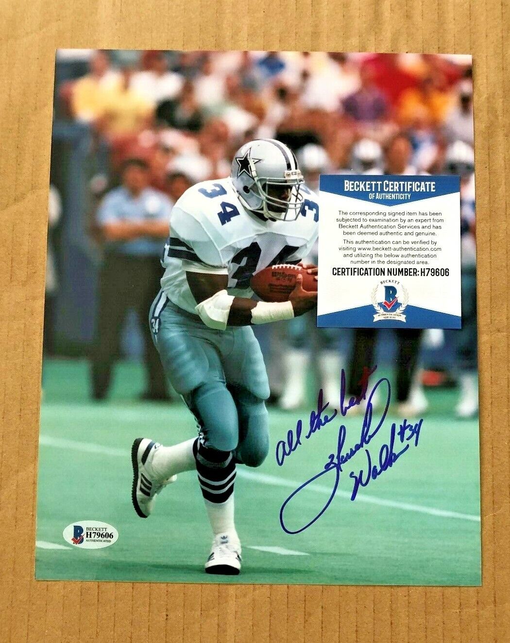 HERSCHEL WALKER SIGNED 8X10 DALLAS COWBOYS Photo Poster painting BECKETT CERTIFIED #3