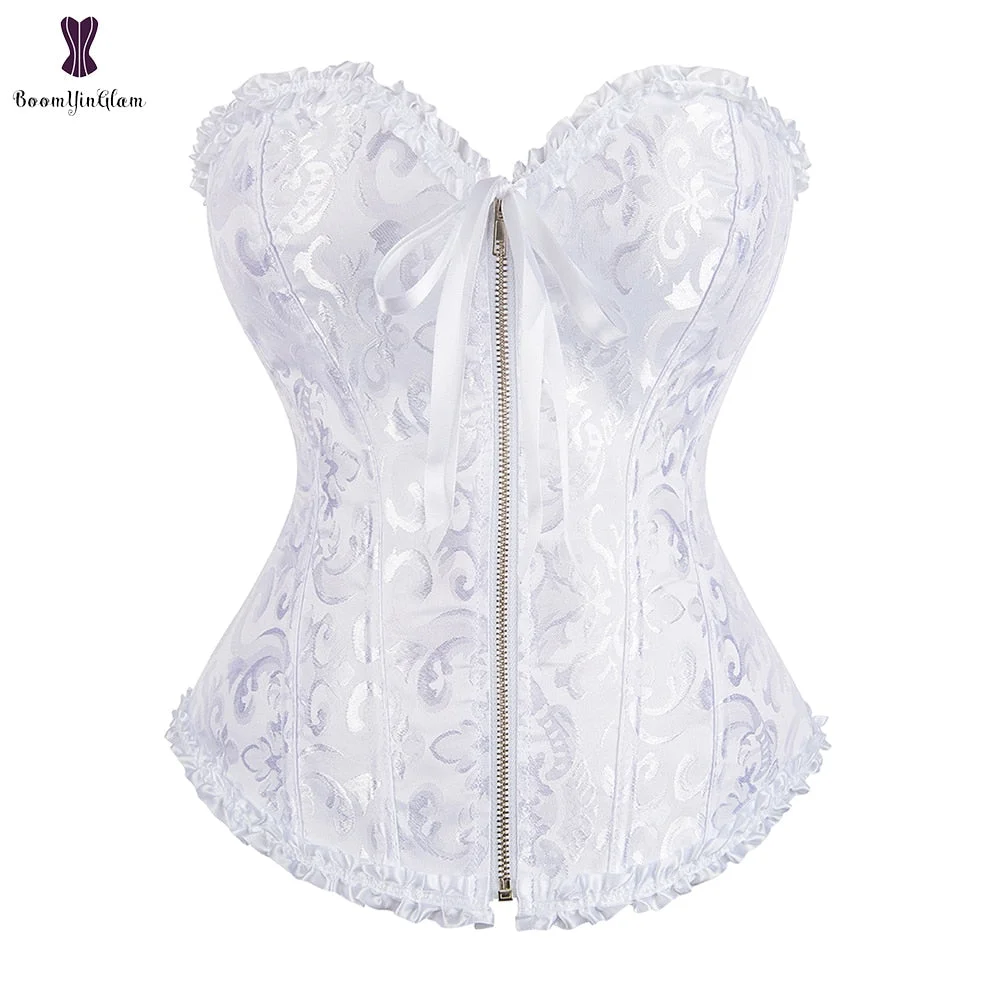 Plus Size Women 's Body Shapewear Sexy Shaper Costumes Jacquard Victorian Corselet Push Up Corset And Bustier With G String 819#