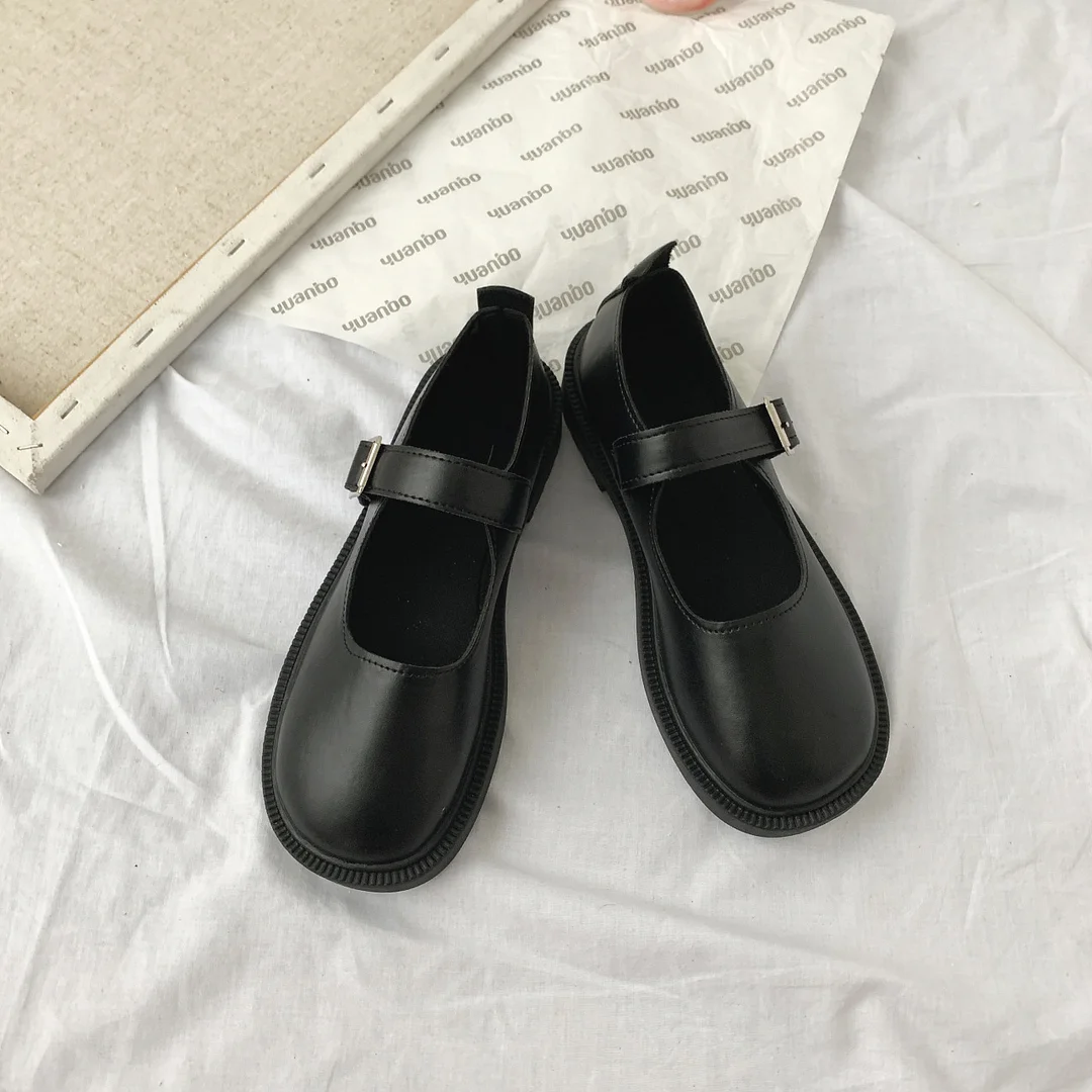 Breakj Breakj New Single Shoes JK Mary Jane Small Leather Shoes Women's Korean Version Of Retro British Style Thick Spring And Summer