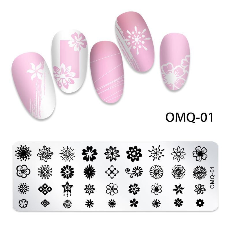 Nail Stamping Plate Flower Leaf Rabbits, Eggs and Kittens Template Nail Image Plate Stencil DIY Printing Stainless Steel Tools