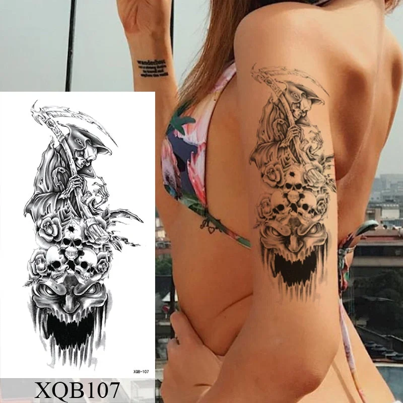 Waterproof Temporary Tattoo Sticker Lotus Flowers Lace Rose Sword Flash Tattoos Ancient Totem Body Art Arm Fake Tatoo Women Men