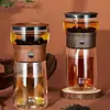 Modern Lazy Glass Tea Infuser Teapot, 3-in-1 Smart One Touch Tea Maker for Loose Leaf Tea Steeper with 9oz Double Walled Tea Cup