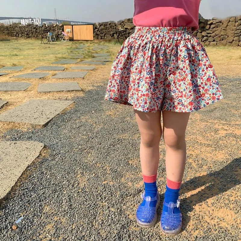 2-8T Summer Floral Shorts For Girls Toddler Kid Baby Clothes Loose Flower Print Skirt Shorts Cute Sweet Lovely Beach Trousers