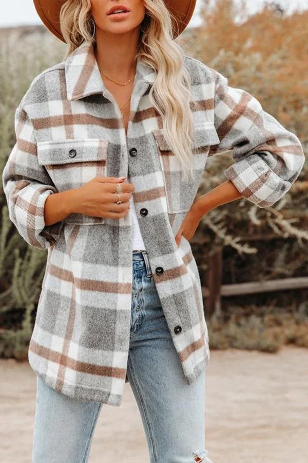 Grey Check Woolen Coat
