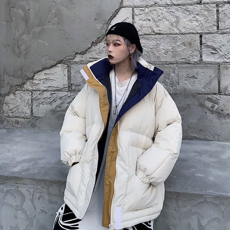 Winter -20℃ Oversize Jacket Female Coat Patchwork Windbreaker Women Padded Zipper Outwear Parka Thick  Streetwear Overcoat Warm