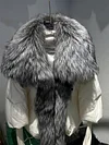 2023 Large Real Silver Fox Fur Collar with Knit Sleeve  Winter Women Coat White Duck Down Jacket Super Fashion Outerwear Luxury