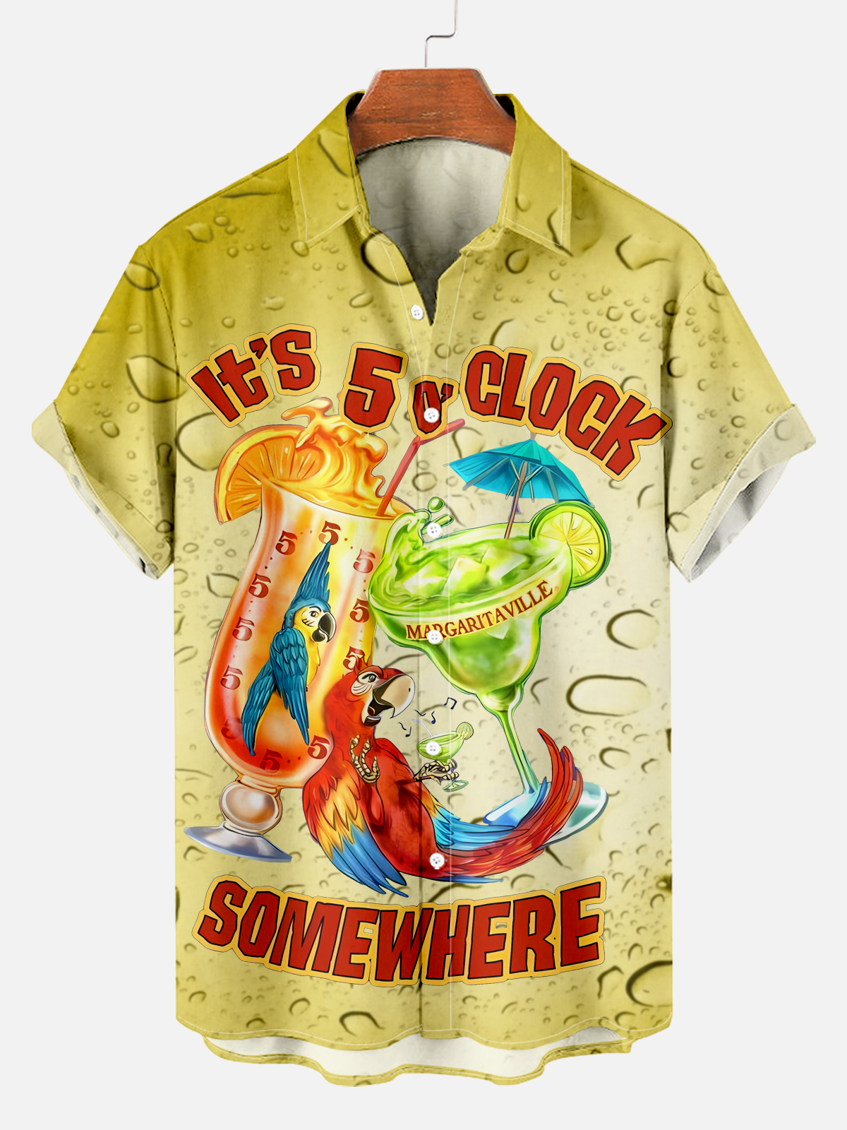 Men's refreshing Hawaiian vacation water drop agave cartoon print shirt PLUSCLOTHESMAN