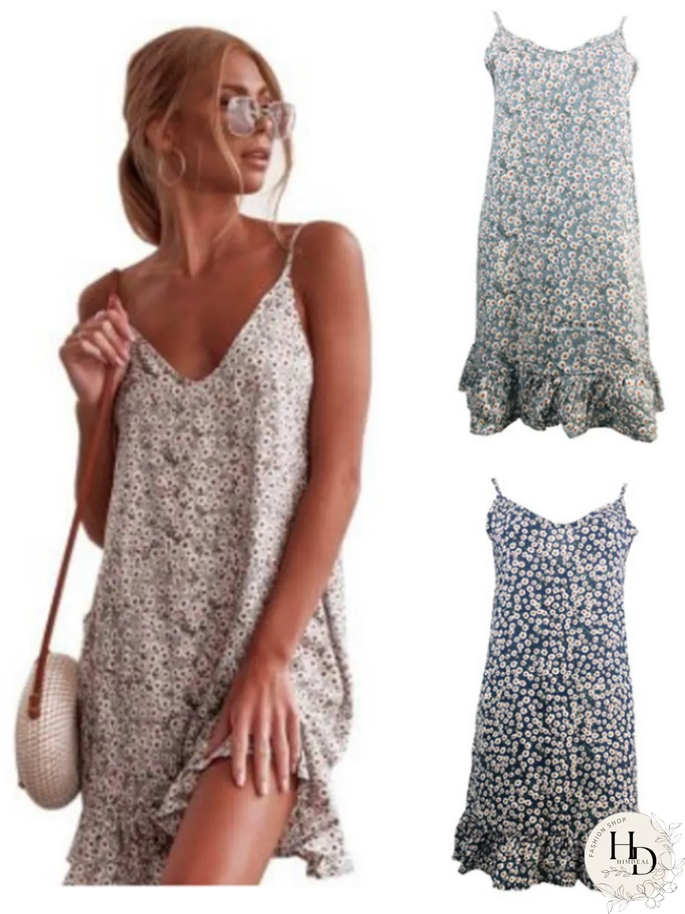 Sexy Women's Halter Top Travel Holiday Floral Print Dress