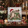 (20x20cm)Owl Xmas Pearl Painting Art Kits With Inner Frame Pearl Gem Paintings Picture Arts Craft for Adults Beginners Home Wall Decor
