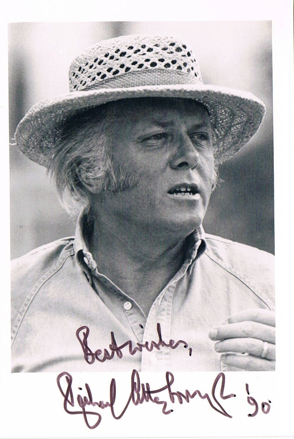 Sir Richard Attenborough 1923-2014 genuine autograph 3.5x5.5