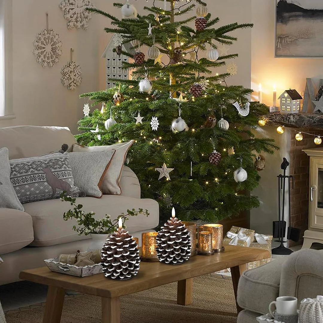 🎅HOT SALE 49% Off🔥Flameless Pinecone Candles Battery Operated with 6 Hour Timer