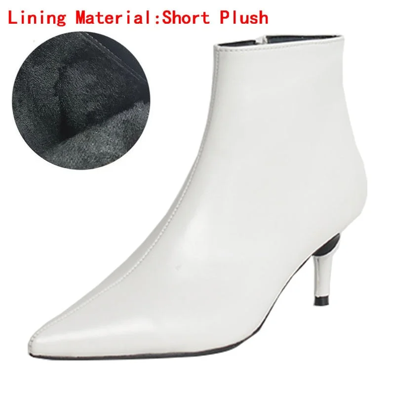 2018 autumn and winter new style with fine pointed high heels Martin boots white boots leather boots Women's boots spring wedgie