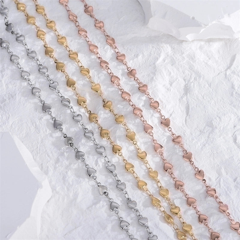 Casual Modern Style Heart Shape Titanium Steel 18K Gold Plated Polishing Plating Necklace