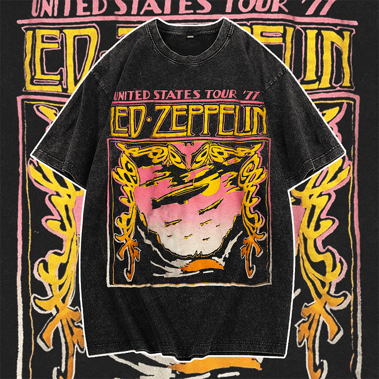 Davidhawaii100% Cotton Casual Vintage Trend Street Rock Abstract T-Shirt - 100% Cotton
