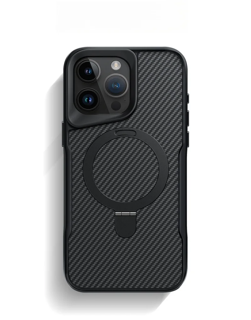 Carbon Fiber Magnetic Bracket Apple Phone Case