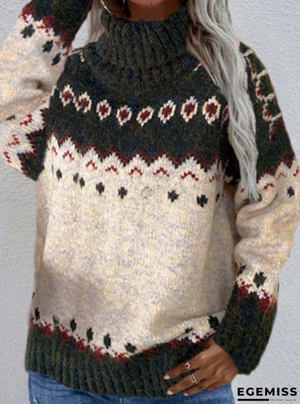 Casual Loose Long Sleeve Turtleneck Sweater | EGEMISS