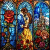 Stained Glass-Beauty And The Beast-Full Embroidery 2 Strands 14CT Stamped Cross Stitch-50*50CM