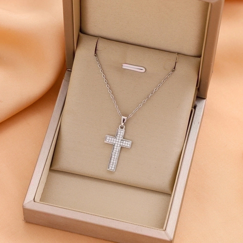 Titanium Steel Casual Minimalist Cross Plating Pendant Necklace