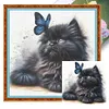 Butterfly And Black Cat-18CT Stamped Cross Stitch 25*25cm/9.84*9.84in tapestrymarket