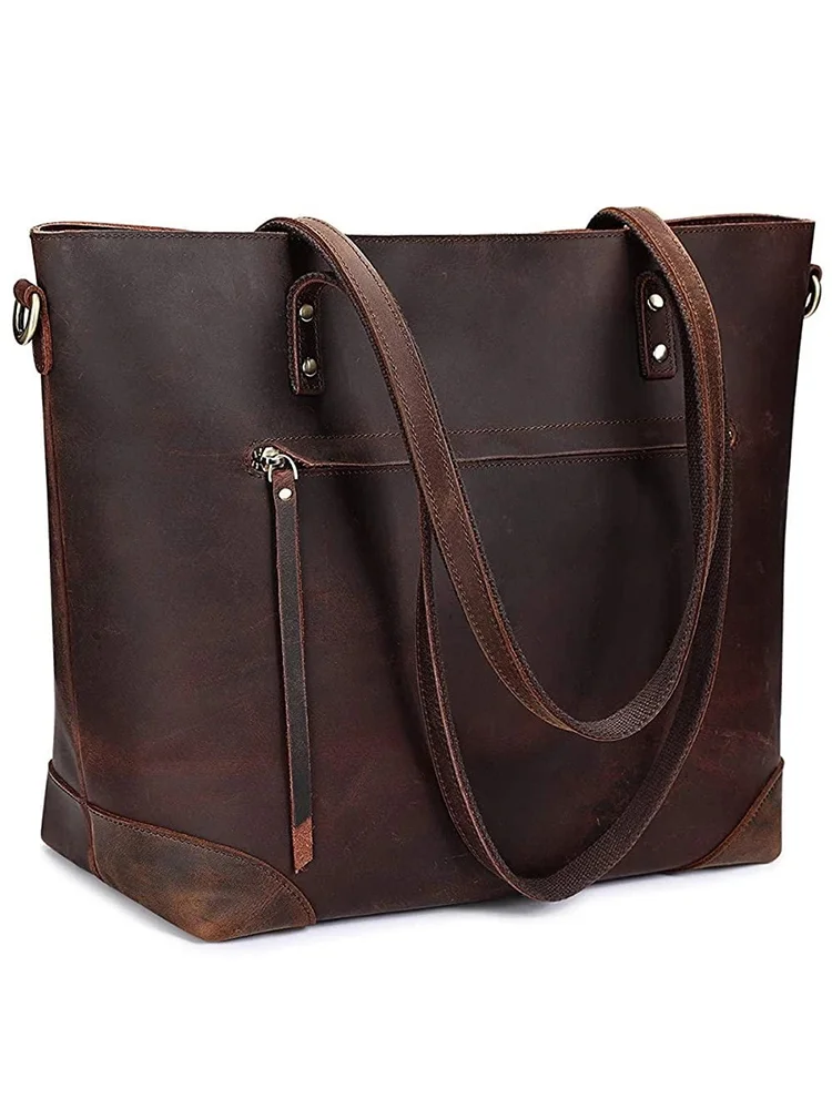 Vintage Oiled Leather Utility Travel Tote Bag