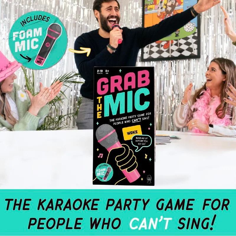 Friends playing a hilarious karaoke party game