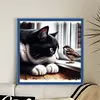 Cat Bird-Partial 11CT Stamped Cross Stitch Bead Embroidery 36*36cm/14.17*14.17in