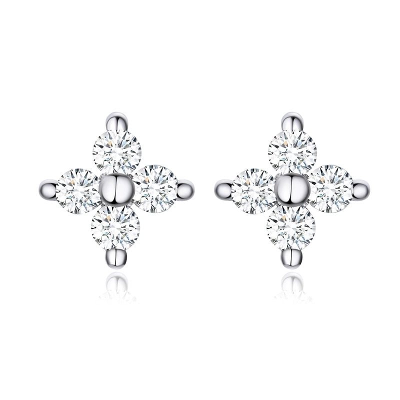 1 Pair 925 Sterling Silver Flower Ear Studs