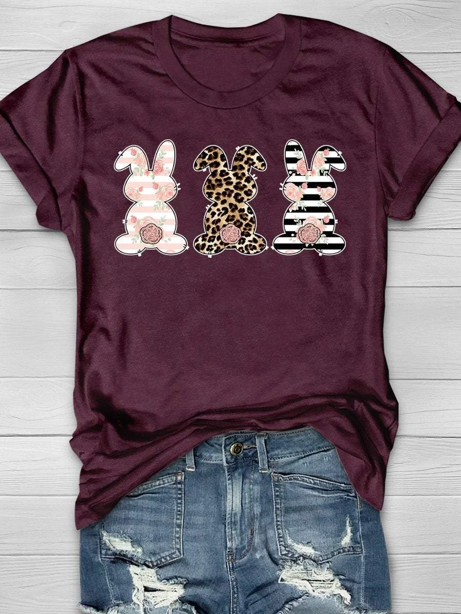 Easter Rabbit Print Short Sleeve T-shirt