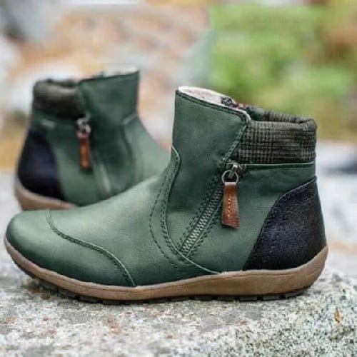 Sandalmall Women Zipper Waterproof Ankle-Support Boots