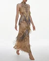 Embellished Fringed Halter Maxi Dress