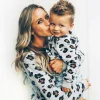 Family Matching Mother Daughter Son Long Sleeve Leopard Shirt