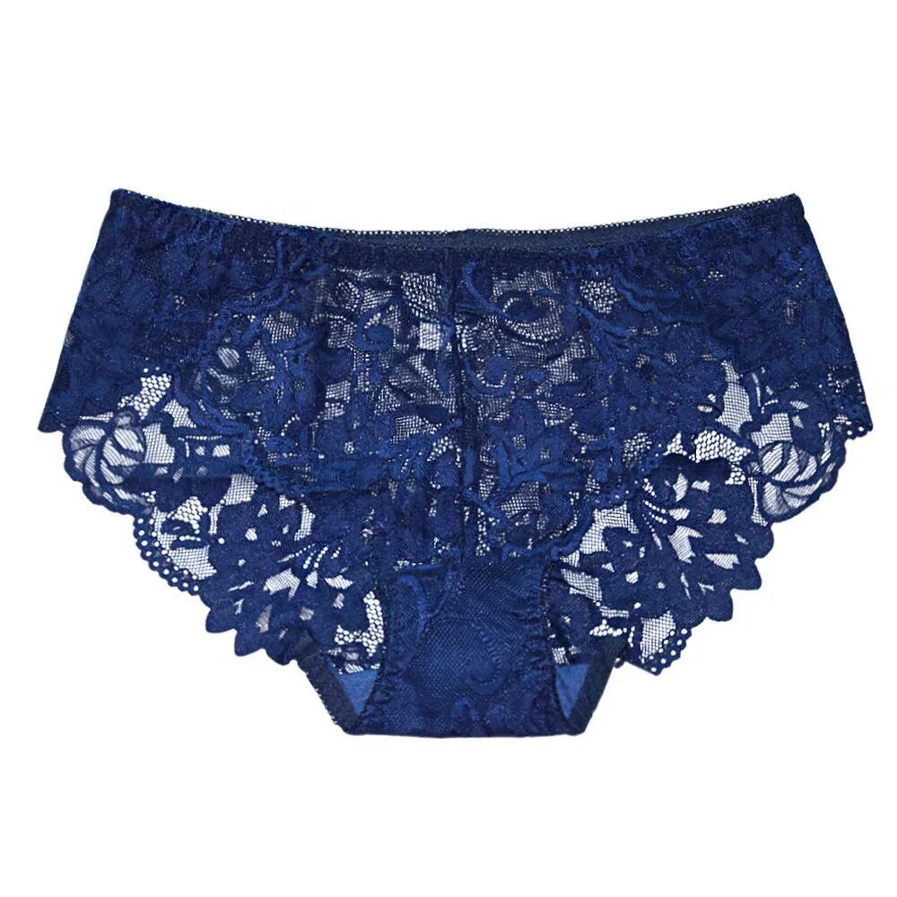 FallSweet Women Full Lace Panties Solid Sexy Briefs Female Plus Size Underwear Mid Rise 4XL